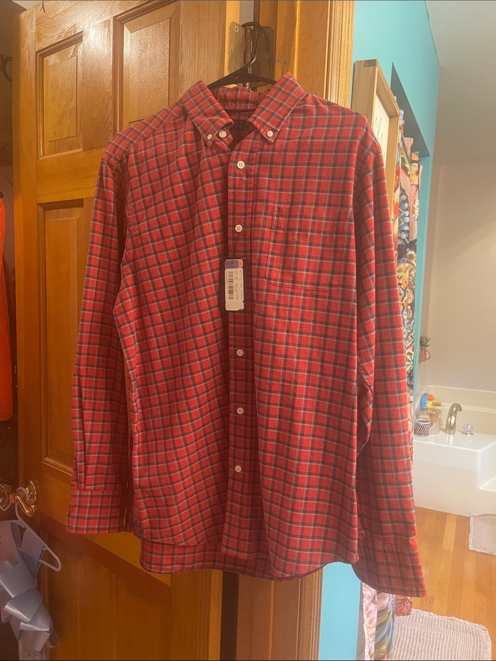 Daniel Cremieux Red and Blue Plaid Button-Down Shirt